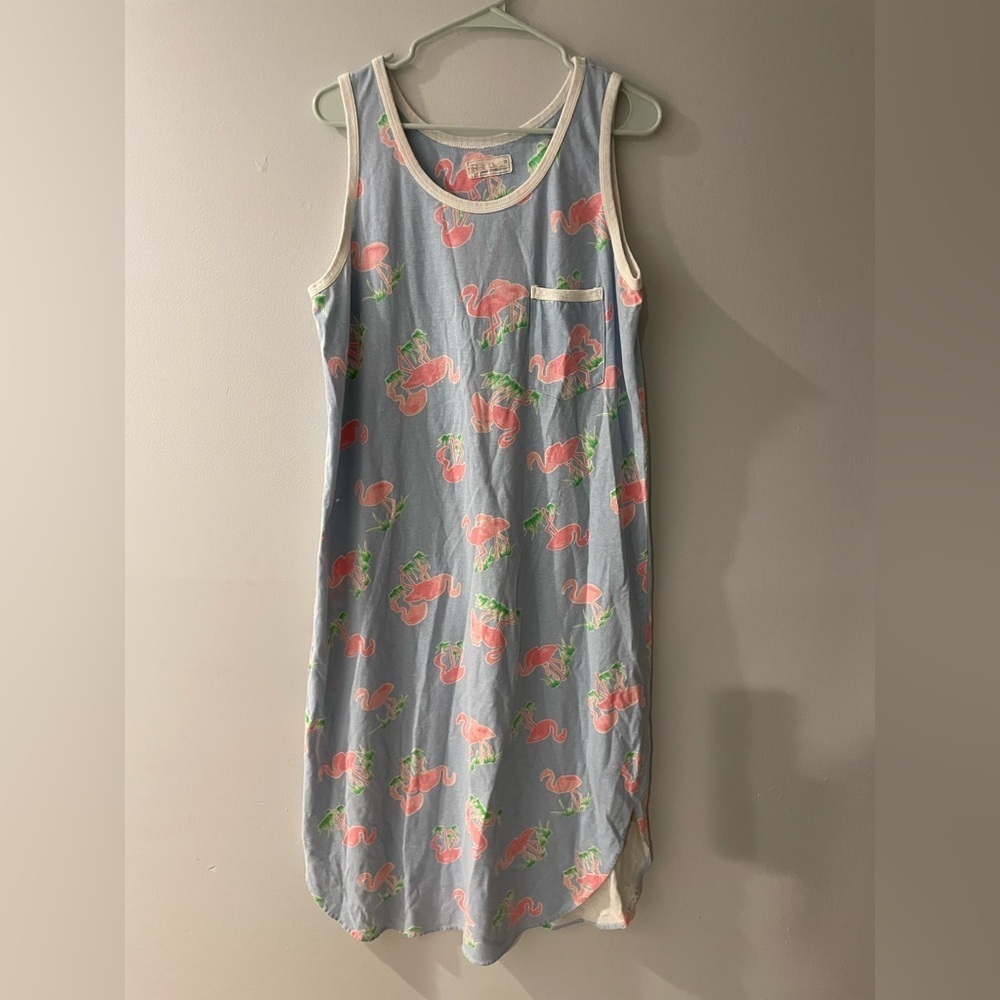 Flamingo Print Sleeveless Belle Pointe Pajama Dress size large